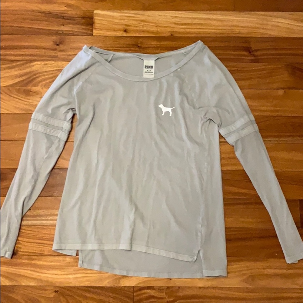 PINK Gray Long Sleeve Tee
